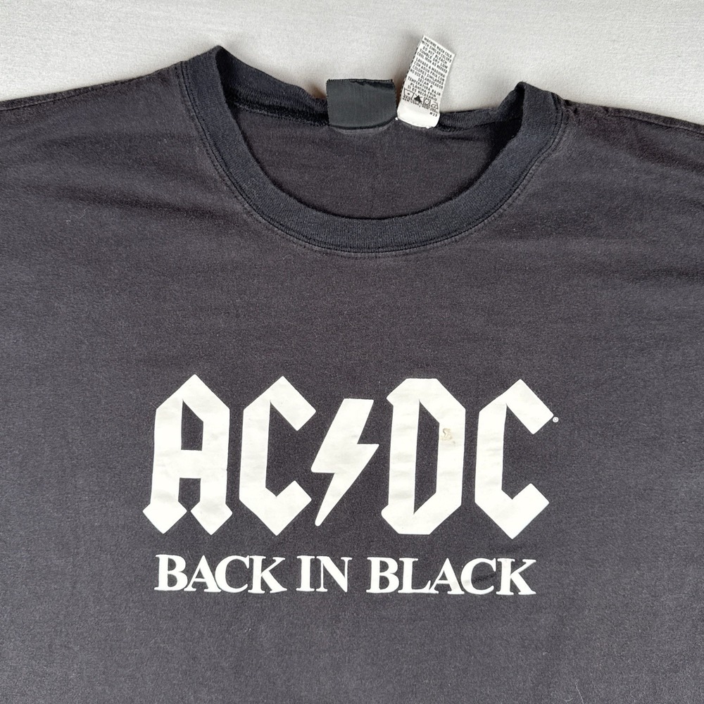 AC/DC Back In Black T Shirt 2005 Rock Band Tee Faded Distressed XXL